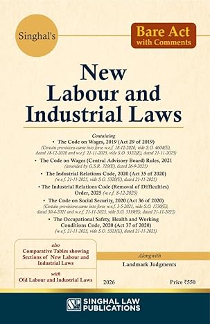 New Labour and Industrial Laws Bare Act with Comments (2026) | Singhal Law Publications