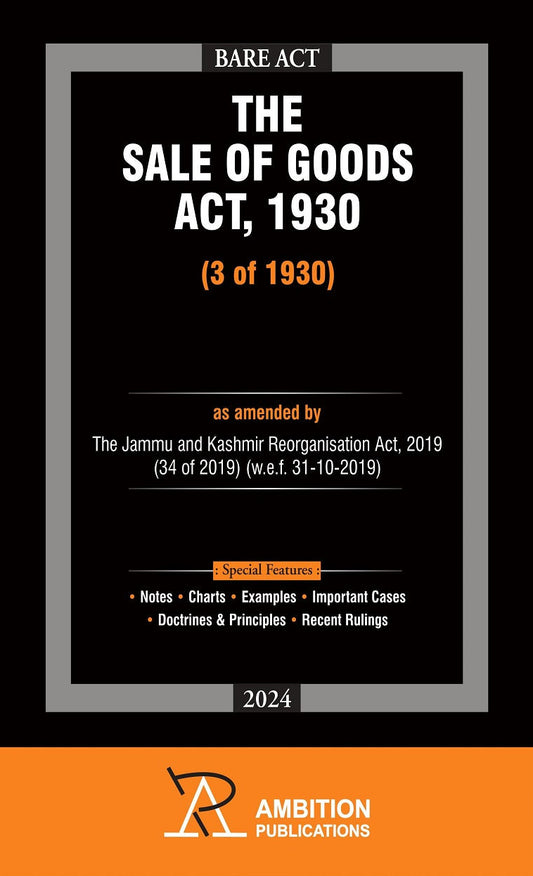 Book cover of 'The Sale of Goods Act, 1930' by Ambition Publications with black and orange design.