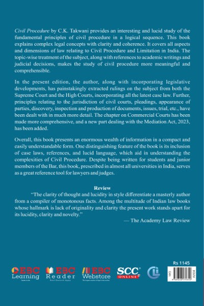 Civil Procedure (CPC) with Limitation and Commercial Courts by C.K.Takwani | EBC