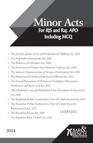 Minor Acts for Rajasthan APO and Rajasthan Judicial Service (RJS) Examination - Including 12 Acts along with MCQs | Bar & Bench Publications