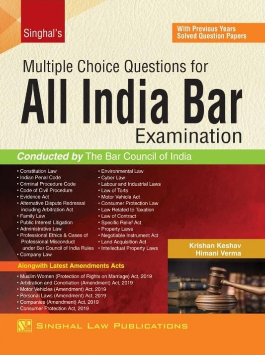 All India Bar Examinations Multiple Choice Questions Cunducted by Bar Council of India |Singhal Law Publications