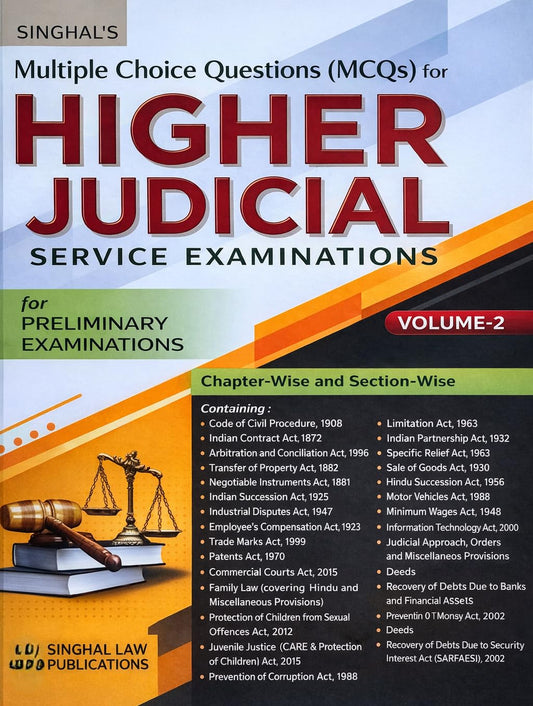 Singhal MCQs for Higher Judicial Service Preliminary Exam 2026 | Volume 2 | Chapter-wise & Section-wise Questions | Civil Law Practice Book | Judiciary Exam Preparation Guide | Singhal Law Publications