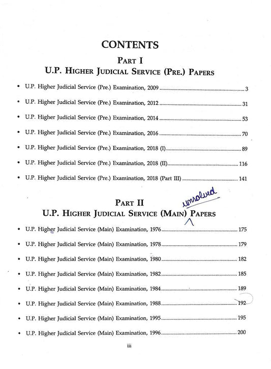 U.P Higher Judicial Service (Pre) Examination Solved Papers & Mains Unsolved Papers with Exhaustive Explanations & Case Law |Singhal Law Publications