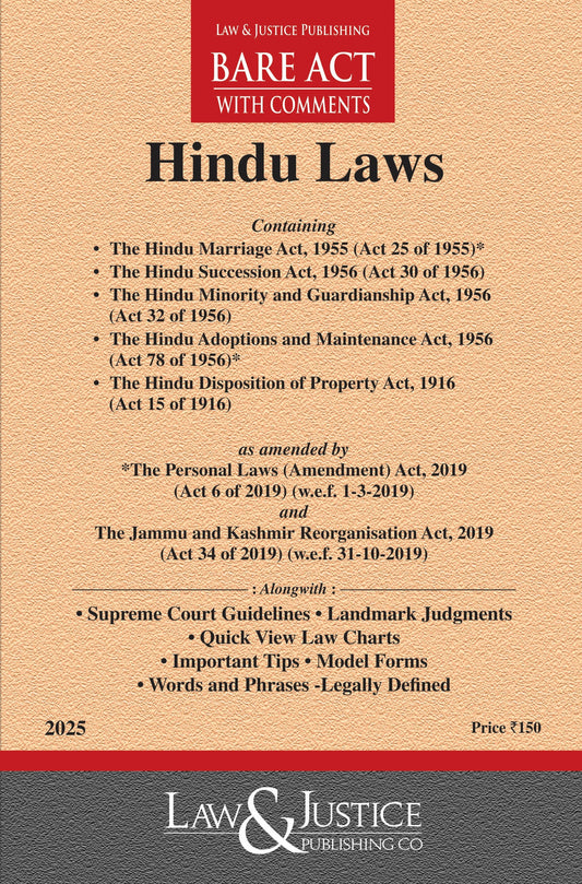 Hindu Laws (as amended by Act 34 of 2019) (Containing five relevant Acts) | Law and Justice