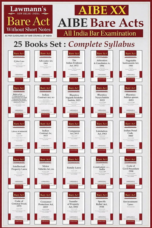 AIBE Bare Acts without Notes | 25 Books Set Combo | Full Syllabus with 50+ Acts including BNSS, BNS, BSA | As per Bar Council of India Guidelines | 2026 | Lawmann