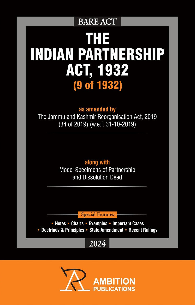 Book cover of 'The Indian Partnership Act, 1932' by Ambition Publications with black and orange design.