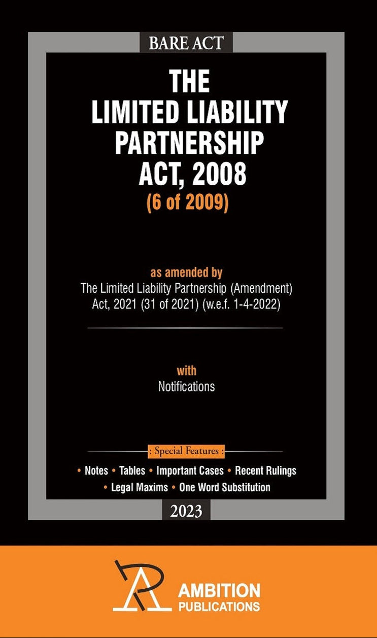 Book cover of 'The Limited Liability Partnership Act, 2008' by Ambition Publications with black and orange design.