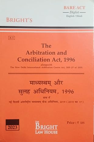 The Arbitration and Conciliation Act, 1996 (Diglot) [English/Hindi] [Bare Act]