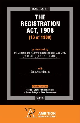 Book cover of 'The Registration Act, 1908' by Ambition Publications with black and orange design.