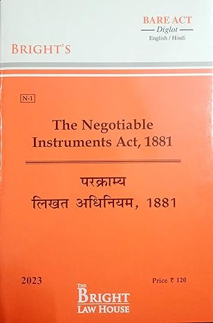 The Negotiable Instruments Act, 1881 (Diglot) [English/Hindi] [Bare Act]