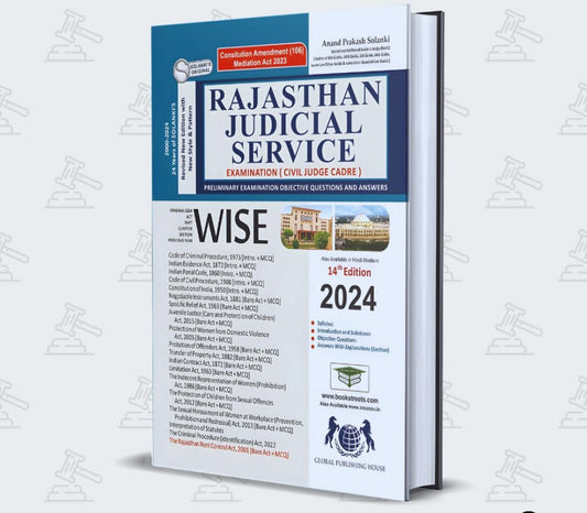 Rajasthan Judicial Services Examination Preliminary Examination Objective Questions and Answers In One Vol. ed Paperback 2024 for Rjs Exam by solanki